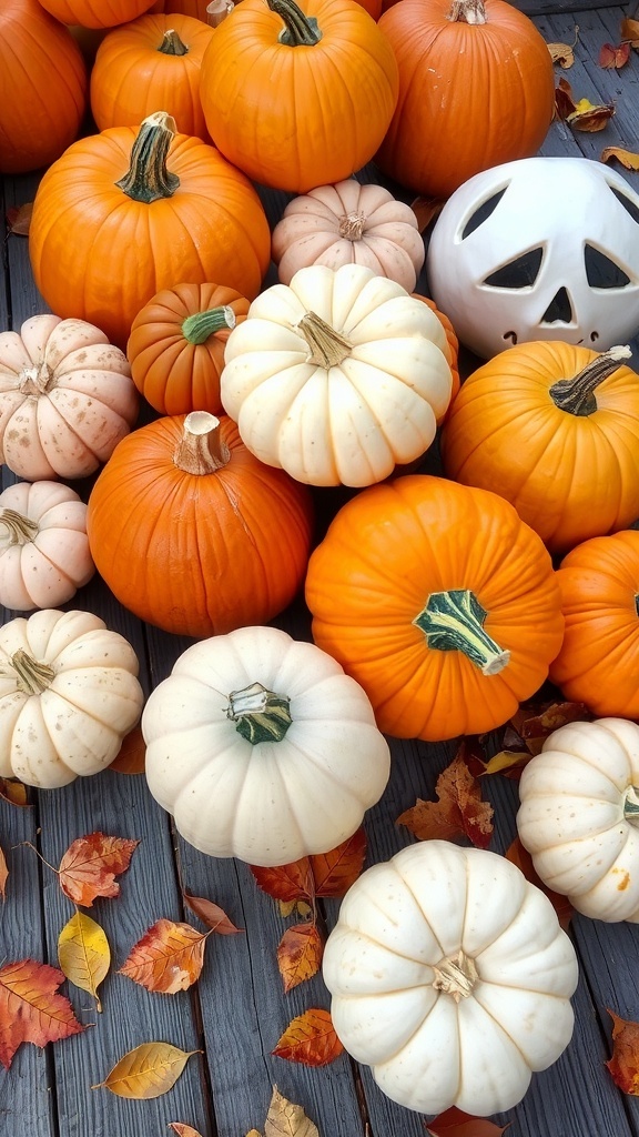 A variety of pumpkins including Sugar Pie, Jack-o